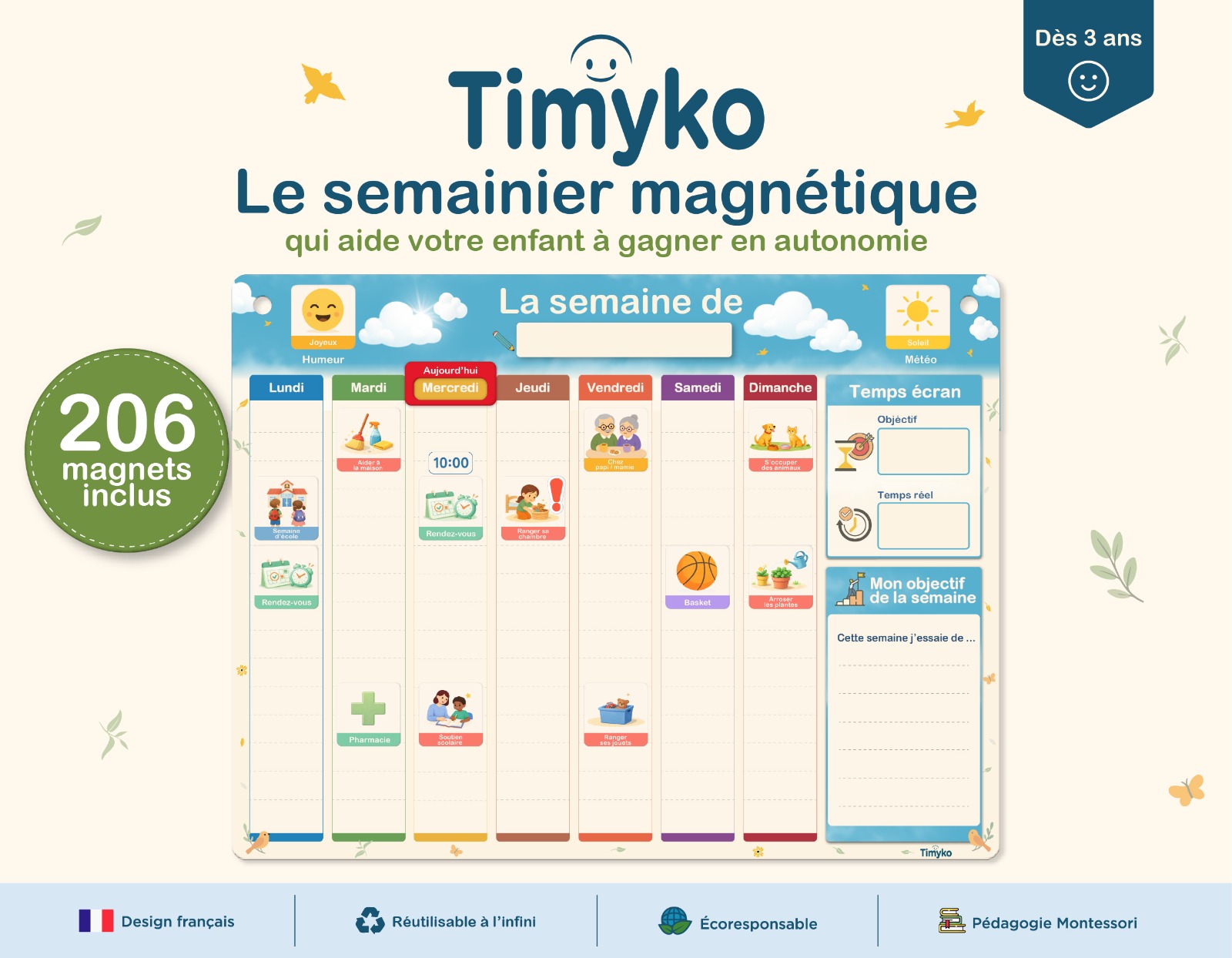 Le semainier magnétique Timyko